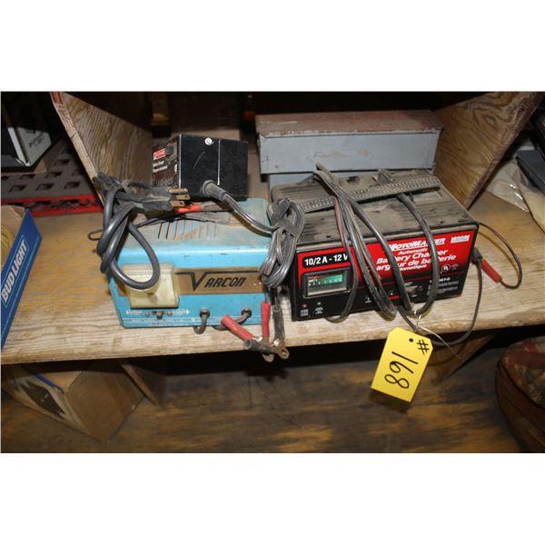 3 Battery chargers. ( A trickle charger, 6 or 12 volt 10 amp and a 10 amp 12 volt charger)