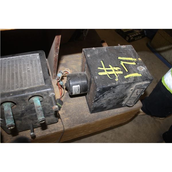 2 Auxiliary truck heaters, new set dual wheel tire chains (3 rail).