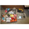 Image 1 : Oil filter, filter wrenches, electric drill, drill bits, whole saws, suction hose, and a universal j