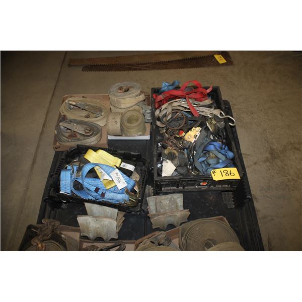1 & 2 inch ratchet straps, 3 & 4 inch tie down straps and 6 lumber corners.