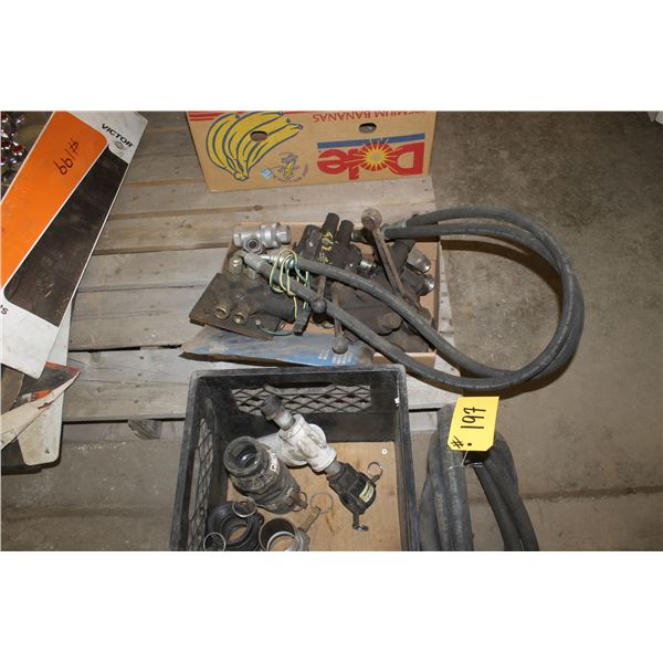 Hydraulic switch valves, hydraulic fittings and cam locks.