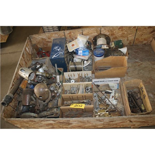Pipe fittings, electrical wiring, bolts, flanges, anchor bolts and parts bin.