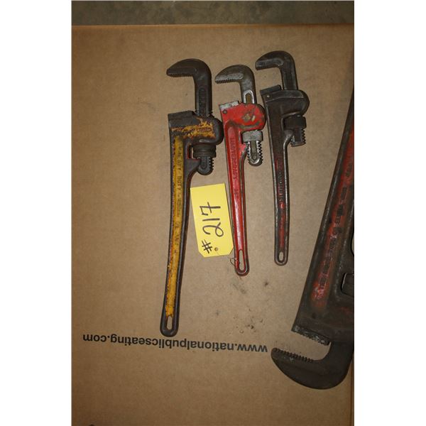 (4) Pipe wrenches up to 36"