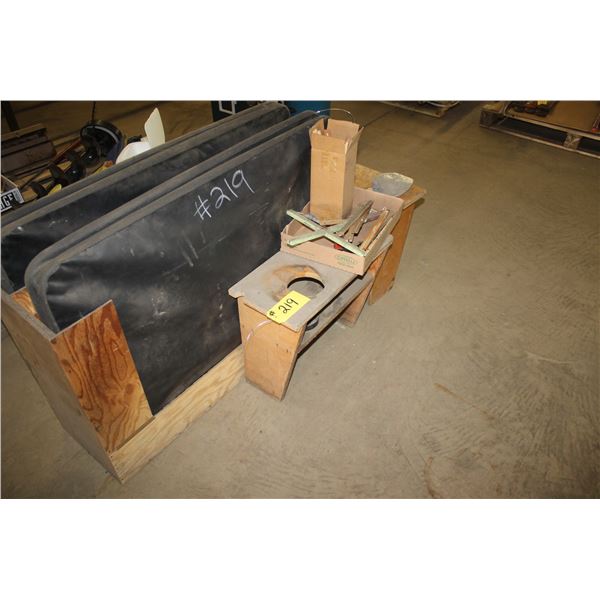 (2) Ice fishing tents, (2) benches and misc. ice fishing sticks.