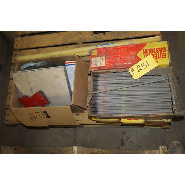 Welding rods, brazing rods, safety glasses, soap stone and misc.