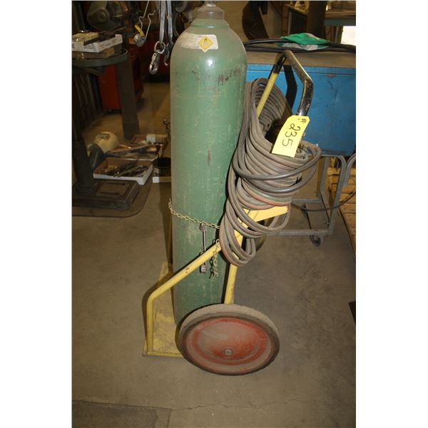 Oxy Acetylene cart with hoses and torch without tanks.