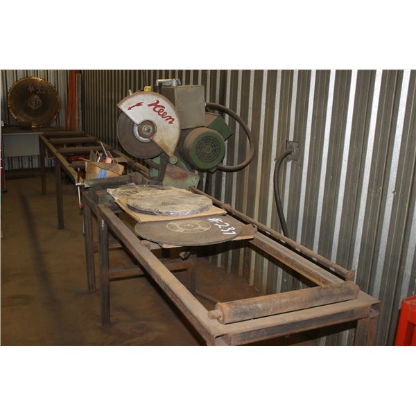 Keen 16 inch cut-off saw 7 1/2 H-P motor with (11) extra blades and 1 roller table (10 1/2') 220V