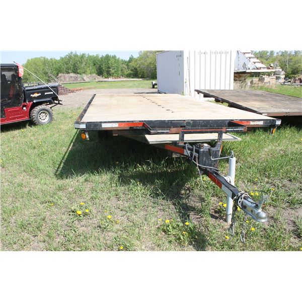 Tandem Axle 8 1/2 ' x 16 ' Flat deck trailer with slide in ramp. (Farm Use Only/No Vin#, need tire r