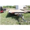 Image 1 : Tandem Axle 8 1/2 ' x 16 ' Flat deck trailer with slide in ramp. (Farm Use Only/No Vin#, need tire r
