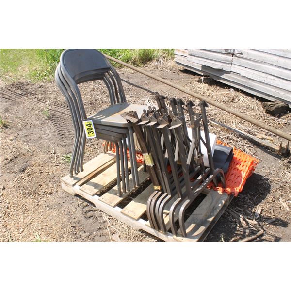 5 chairs, 6 table legs, and a snow fence.