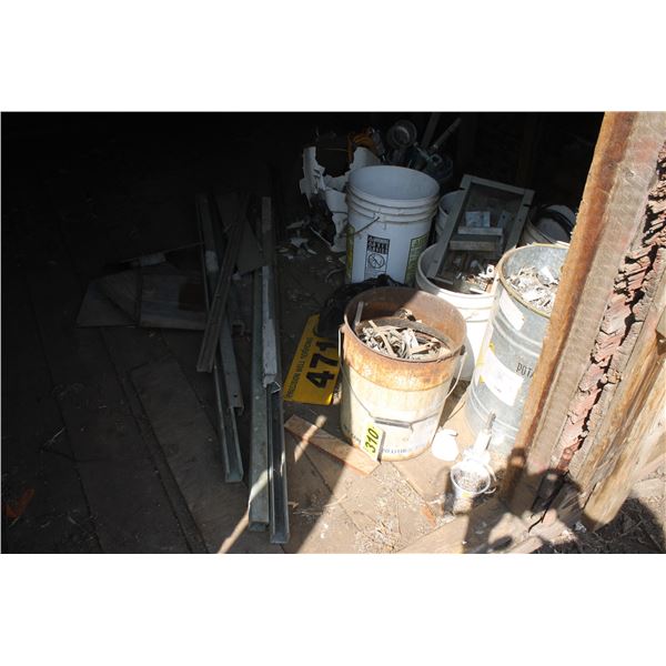 Misc. 1/4" plate, electrical tubing, pails of bolts and screws.