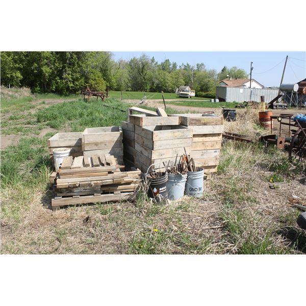 Wood concrete forms, metal pins and pail form Debond.