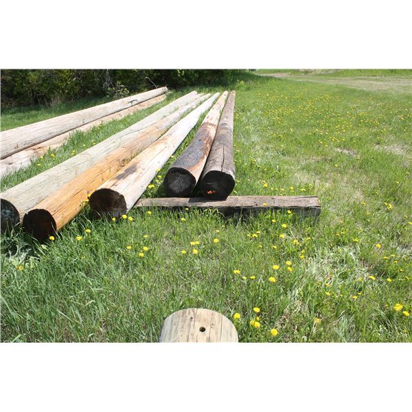 6 Wood power poles 35', 10"12" dia.