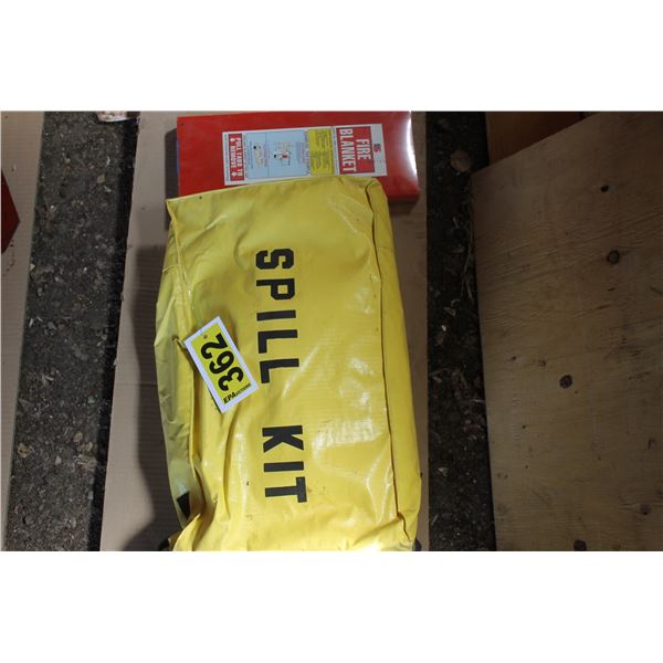 Spill kit and fire blanket.