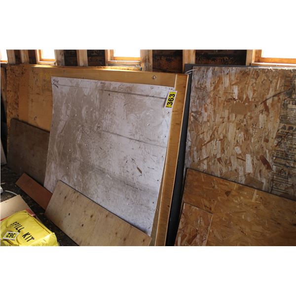 (4) Sheets of plywood 7/16, (2) sheets of plywood 3/8.