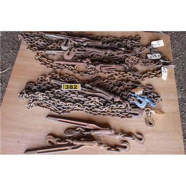 (5) 5/16 chains, (6) boomers.