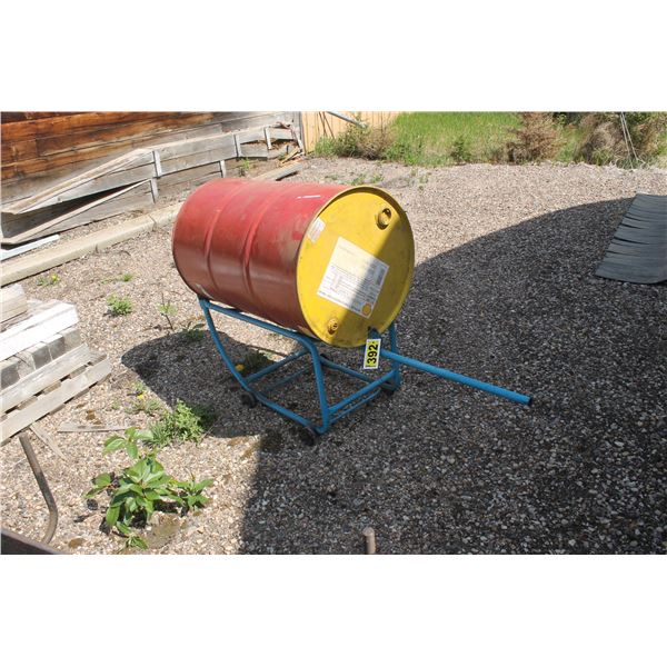 Barrel stand with barrel.