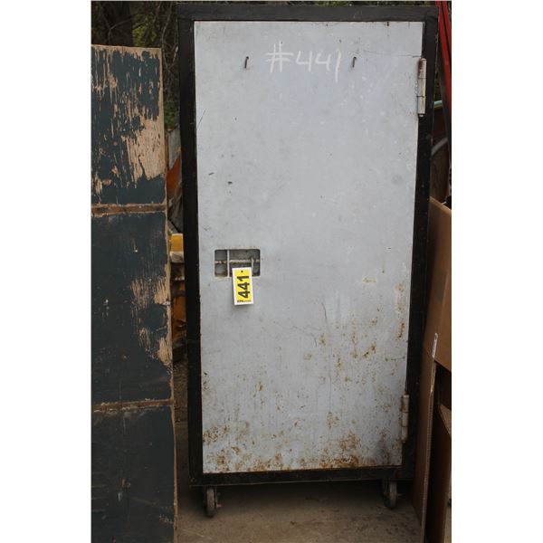Metal cabinet (30x30x5') on casters.
