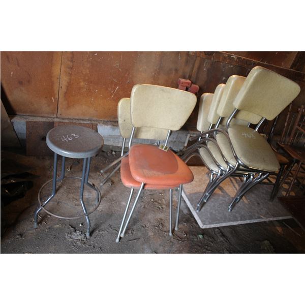 Stool, and 5 kitchen chairs.