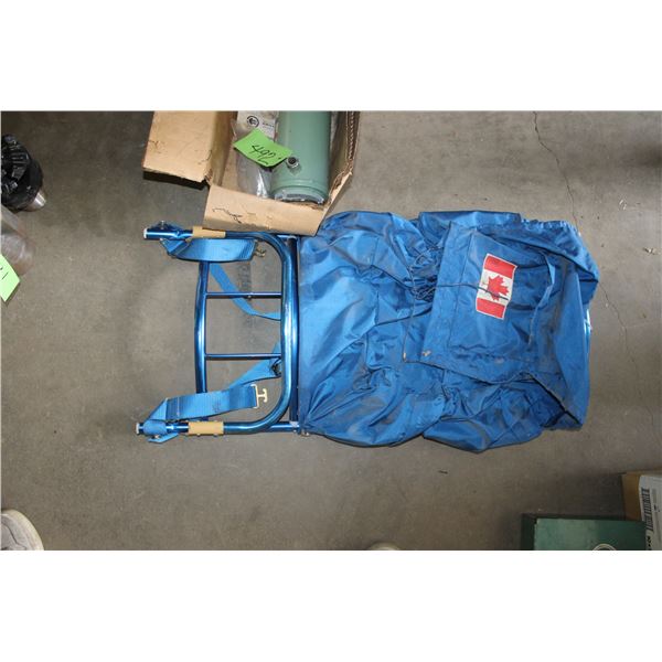 Blue backpack and Phillips heather