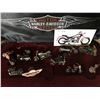 Image 2 : Harley-Davidson Charm Set & Pin, Three Mini and One Medium sz Motorcycles