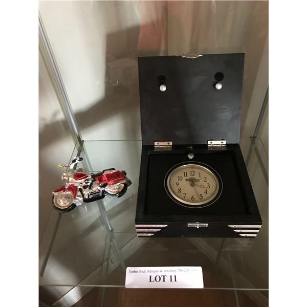 Motorcycle Christmas Ornament, Gorgeous Boxed Harley-Davidson  Bulova Clock