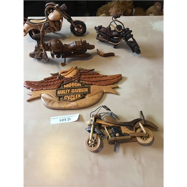 HD Wood Eagle Wall Décor & 4 Wood Motorcycles