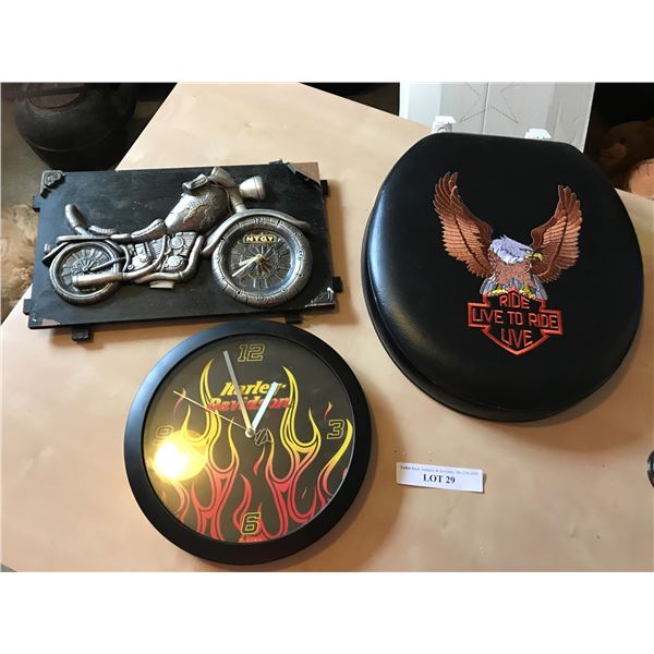 Live to Ride Harley-Davidson Toilet Seat, HD Clock & Motorcycle Wall Clock