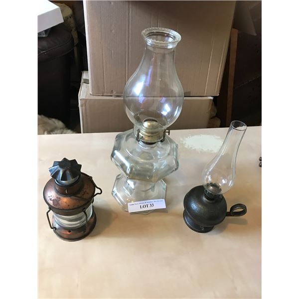 Three Vintage Oil Lamps
