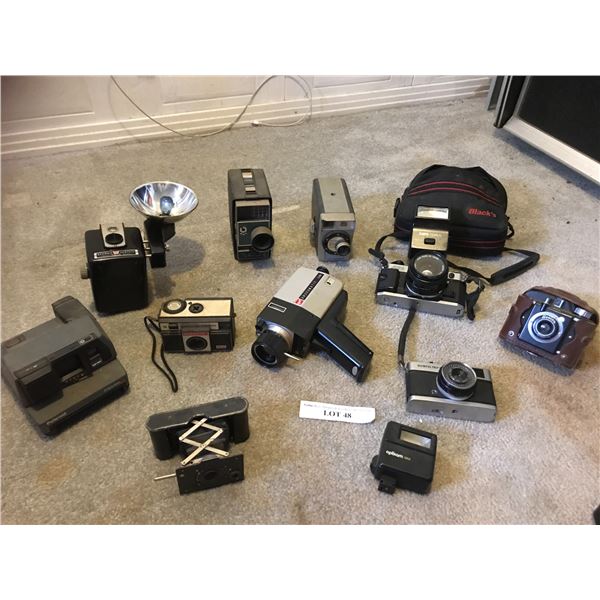 Asst Camera's incl Brownie Hawkeye, Beacon, Vintage Eastman Kodak 25 BT 50, Canon AE-1 & 188A Flash,