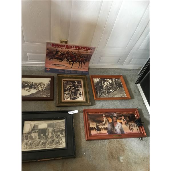 John Wayne Light-up Wall Décor, Buffalo Billy Wild West Poster & Vintage Framed Photographs,