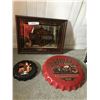 Image 1 : Harley Davidson Mirror & Two Decorative Bottle-cap Wall Decorations