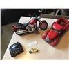 Image 1 : Red Harley-Davidson Remote Control Fat Boy Motorcycle, Vintage Red Classic Toy Truck, Mini Yellow Mo