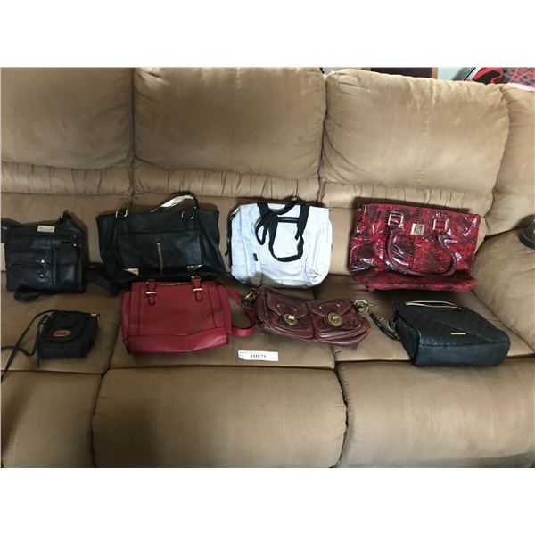 Asst of Purses incl Leather Couch Purse, Kate Spade, Anne Klein, Chrisitan Sirland, Crossover Bag