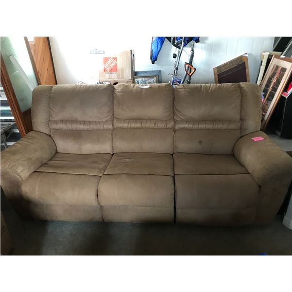 Ultrasuede Beige 3 Seater Reclining Couch