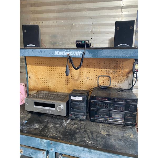 JVC Radio/CD/Tape Deck,  2 RCA Speakers, Hitachi Quartz Dual Tape Deck System Amplifier & Radio, Yam
