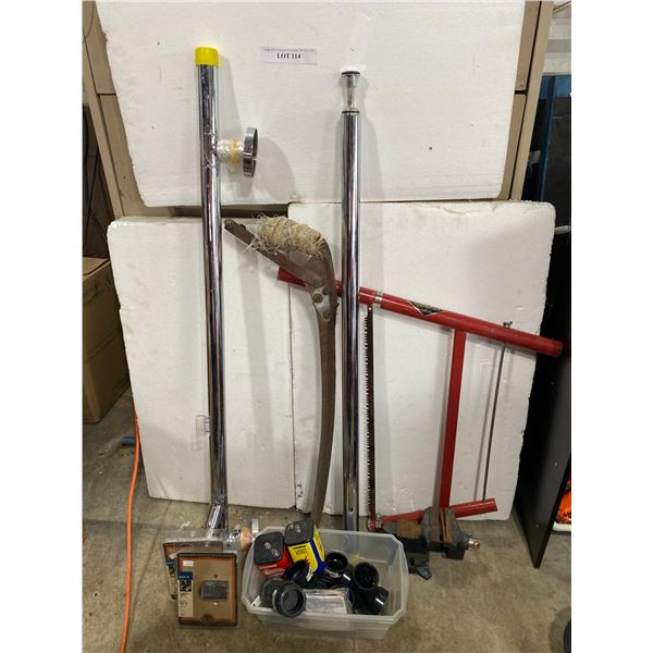 Harley Davidson Shift Peddle Cover, Royovac & Everyready Lantern Batteries, Tree Saw, Scythe Blade,