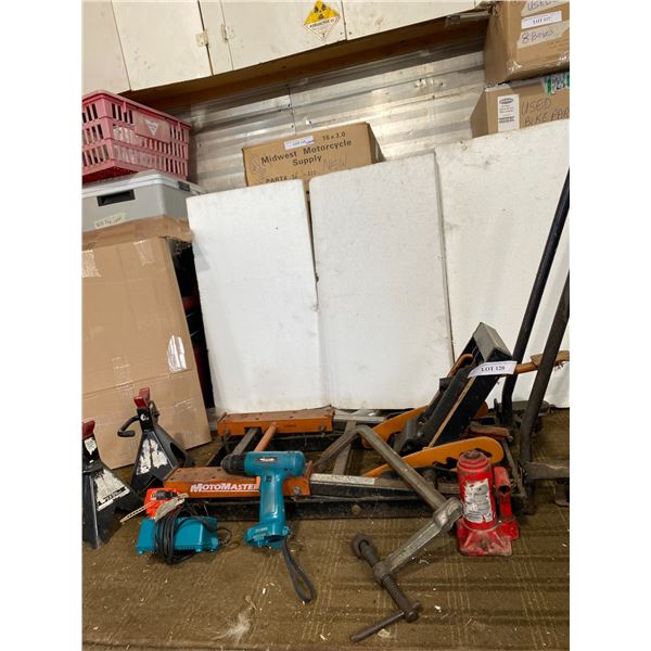 Small Piston Jack, Battery Power Mikita Drill & Charger, 2 Jack Stands, Lg C Clamp, Locking Adjustab