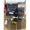 Image 1 : Craftsman Reciprocating Saw w Charger, Pneumatic Airbrush Paint Guns, Power Drill, Guide Line, Greas