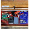 Image 4 : International Locking Metal Tool Cabinet w Jack Stand & asst Tools