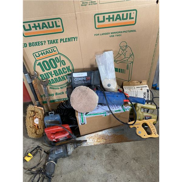 Gemini 250 High Technology Air Compressor, Black & Deck Jigsaws, Stanley Hand Saw, Cleaning Brush, L