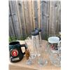 Image 4 : Tri-Pods, Asst of Beer Steins & Coco-Cola Glasses, Metal Thermos Mugs, Newfie 2 Holer, Decorative Co
