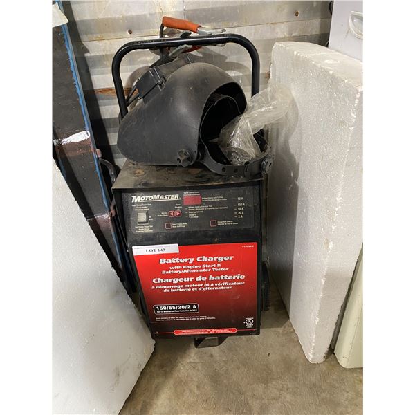 MotorMaster Battery Charger w Engine Starter 150/55/20/2 A, Standard Welding Helmet