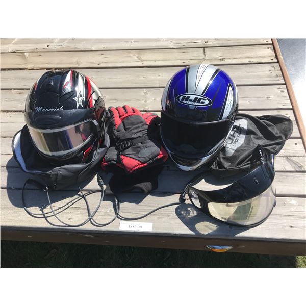 Two Wired Polaris Snowmobile Helmets