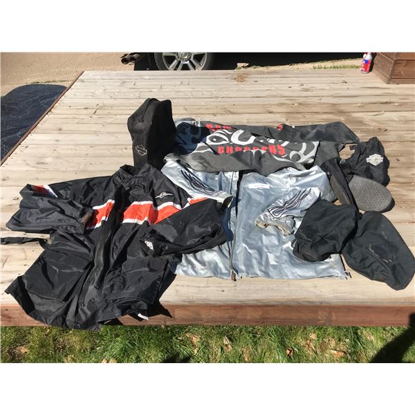 BikeRoad Black & Orange Jacket, Choppers Flag & Silver Nylon Jacket, Harley Davidson Boot Covers