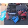Image 1 : Portable BBQ, Tarps, Gas Can, Razor Scooter, Woods Inflatable Mattress, Sleeping Bag & Tent