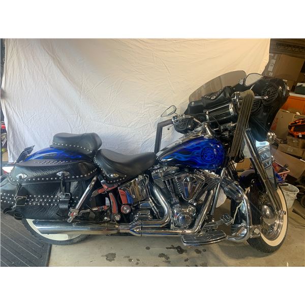 Blue Flame on Black 2002 Harley Davidson Heritage Softail