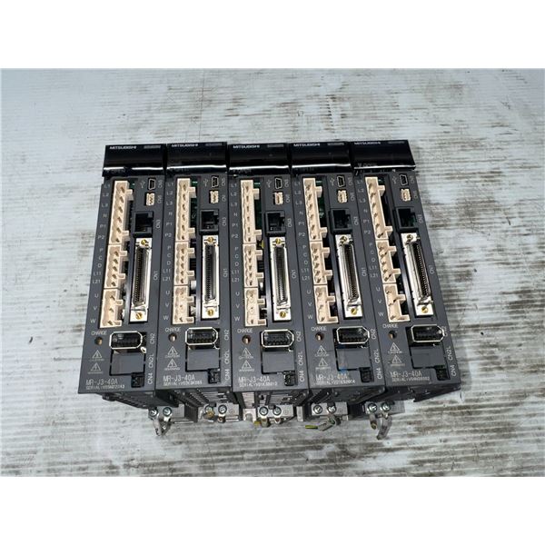 Lot of (5) Mitsubishi #MR-J3-40A AC Servo Drives