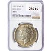 Image 1 : 1921 Silver Peace Dollar NGC MS61 High Relief