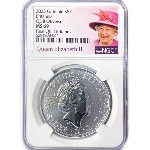 2023 1oz G.B. S2Â£ NGC MS69 Q. Elizabeth II